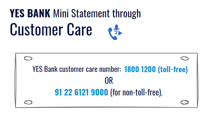 YES BANK Mini Statement through Customer Care